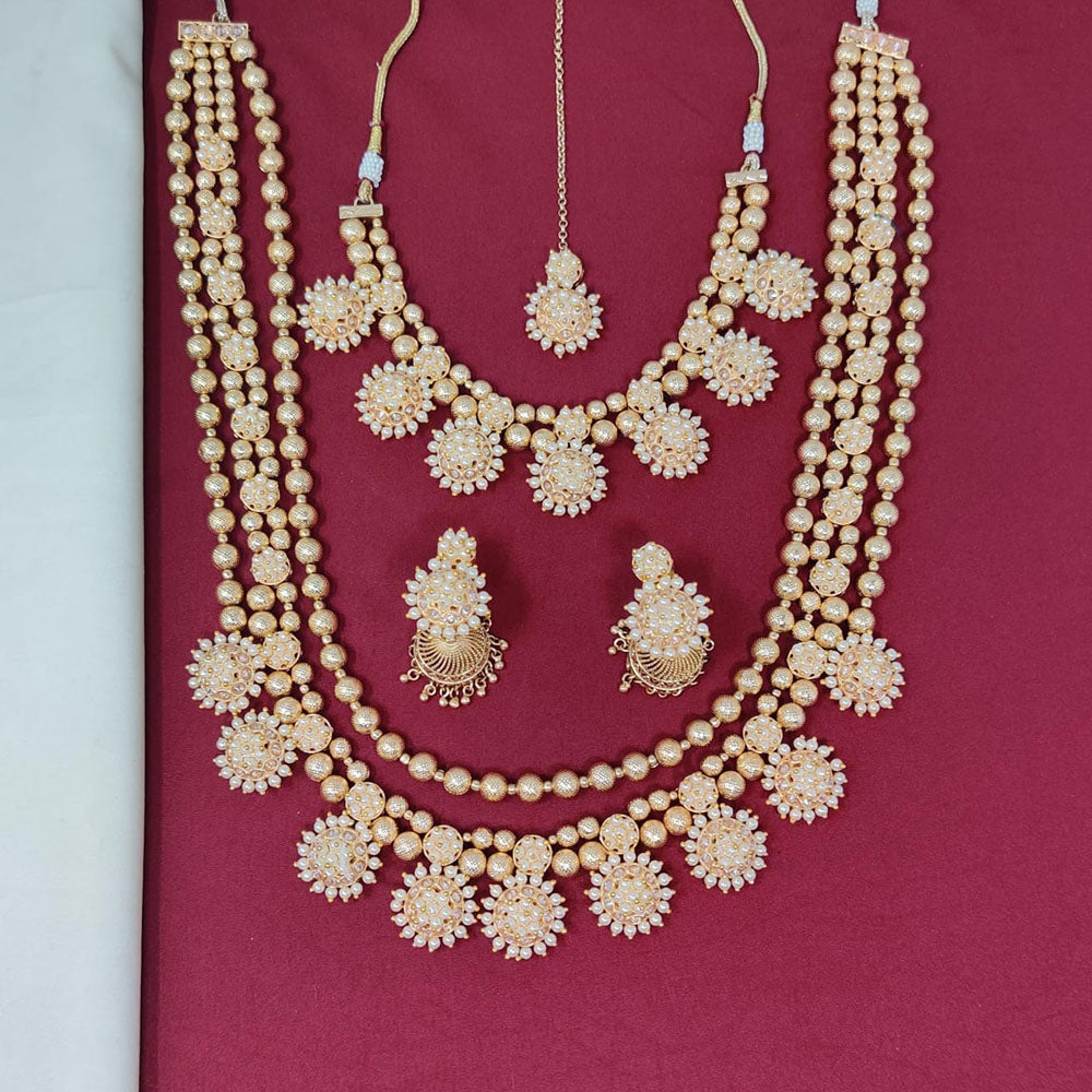 Manisha Jewellery Traditional Dual Layer Pearl Necklace And Earrings Set