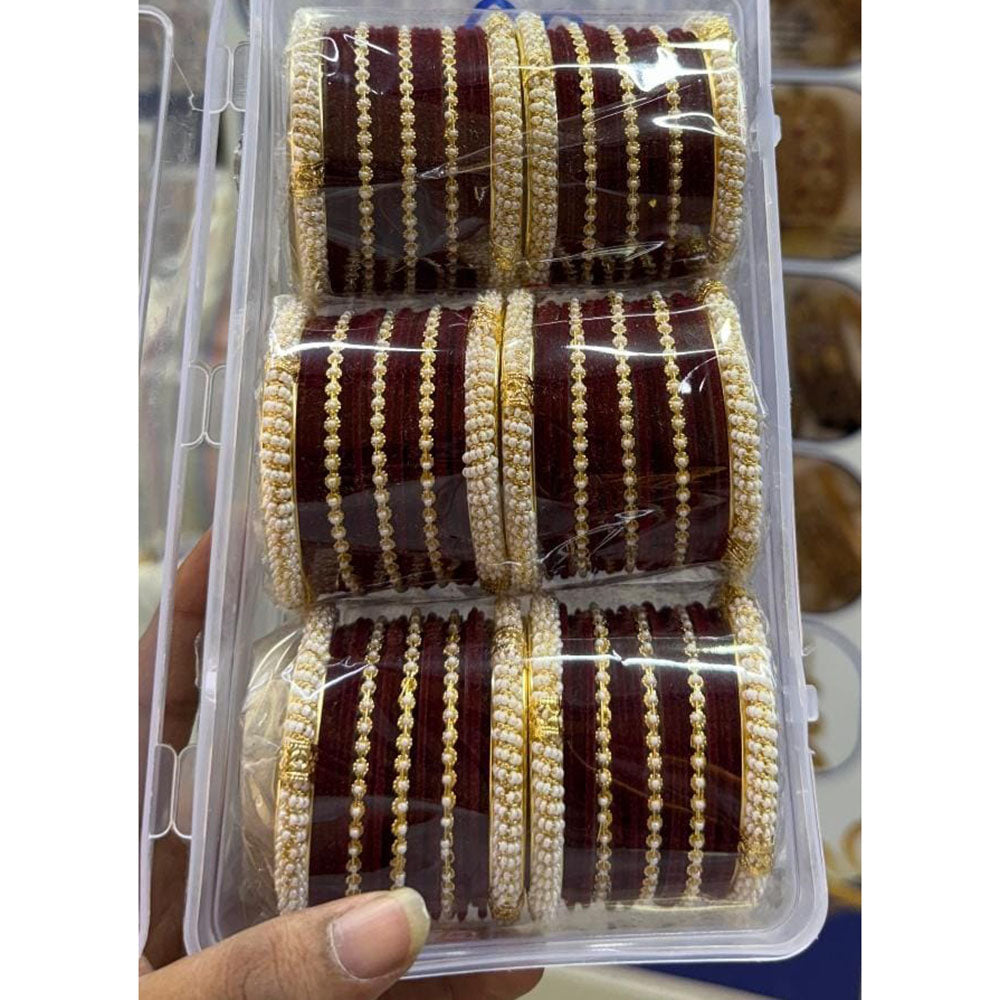 Manisha Jewellery Royal Style Pearl And Velvet Ethnic Bangles Set