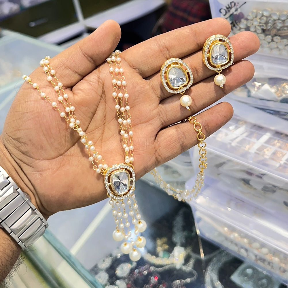 Manisha Jewellery Classic Crystal Stone And Pearl Party Wear Necklace Set