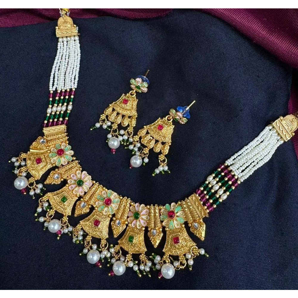 Manisha Jewellery Traditional Pota Stone And Meenakari Pearl Necklace Set