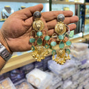 Manisha Jewellery Antique 2-Tone Pota Stone And Ghungroo Dangler Earrings