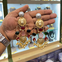 Manisha Jewellery Antique 2-Tone Pota Stone And Ghungroo Dangler Earrings