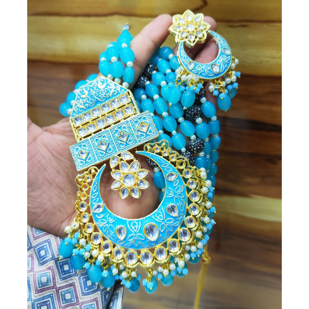 Manisha Jewellery Royal Kundan Stone And Meenakari Dangler Earrings With Maangtika
