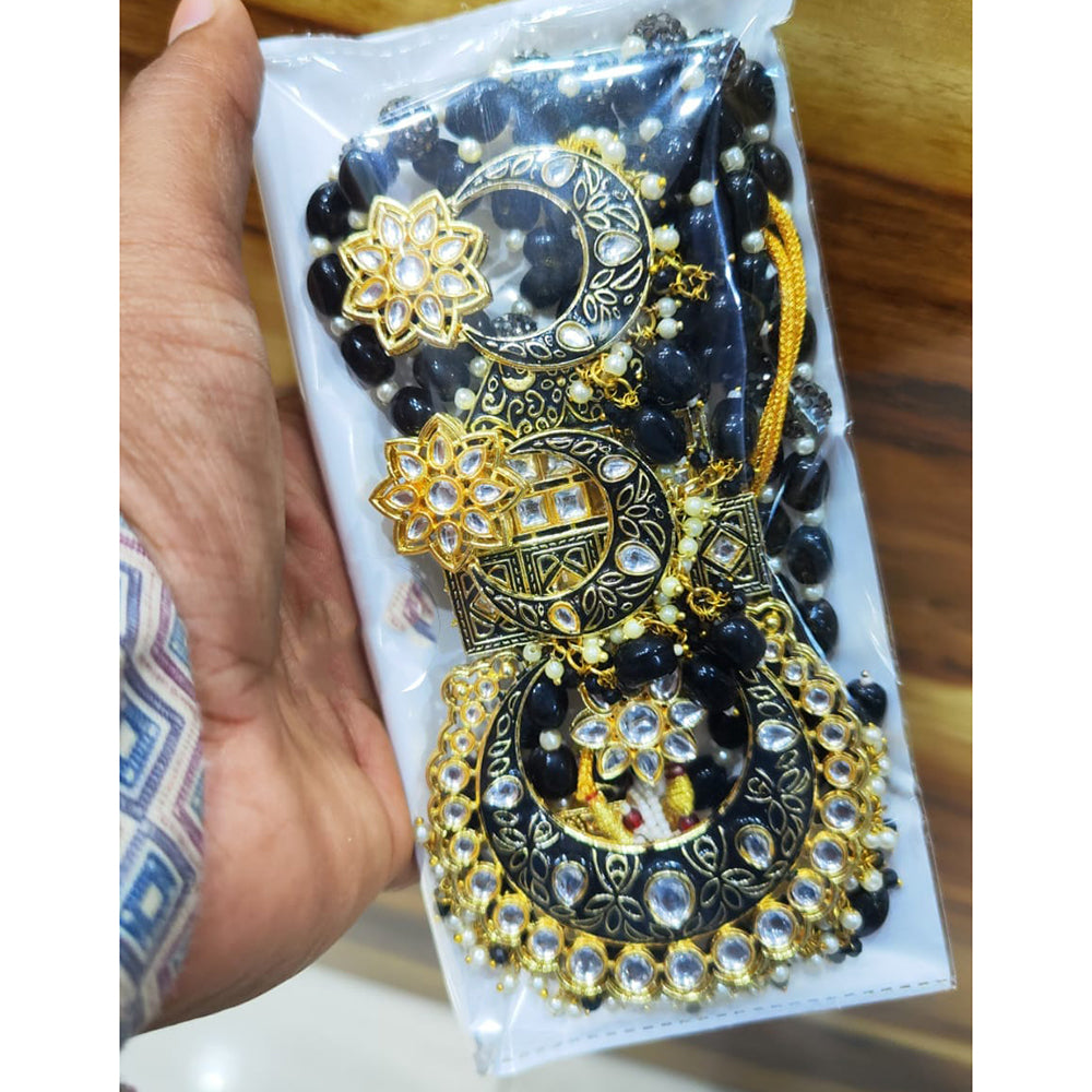 Manisha Jewellery Royal Kundan Stone And Meenakari Dangler Earrings With Maangtika