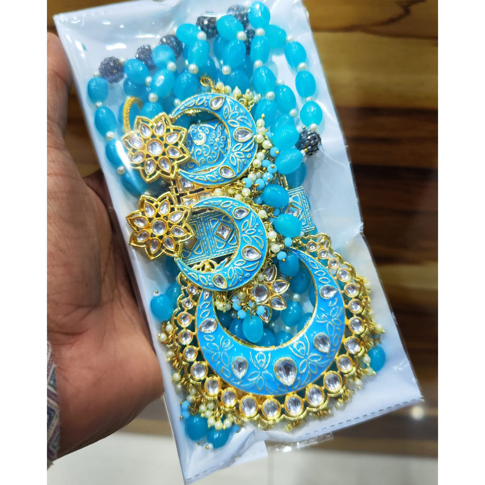 Manisha Jewellery Royal Kundan Stone And Meenakari Dangler Earrings With Maangtika