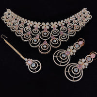 Manisha Jewellery American Diamond Designer Choker Necklace Set