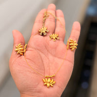 Manisha Jewellery Handcrafted Ethnic Gold Necklace Set with Elegant Lotus Detailing for Cultural Functions
