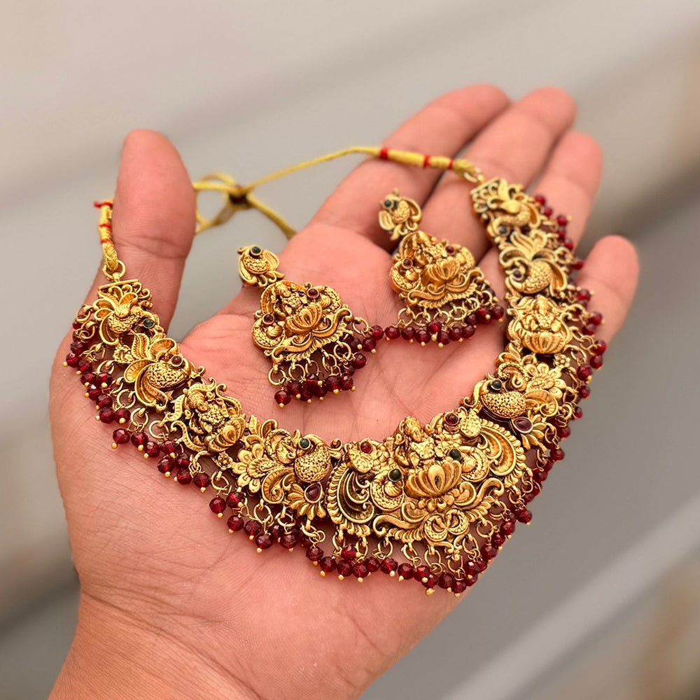 Manisha Jewellery Royal Pota Stone And Temple Designer Necklace Set