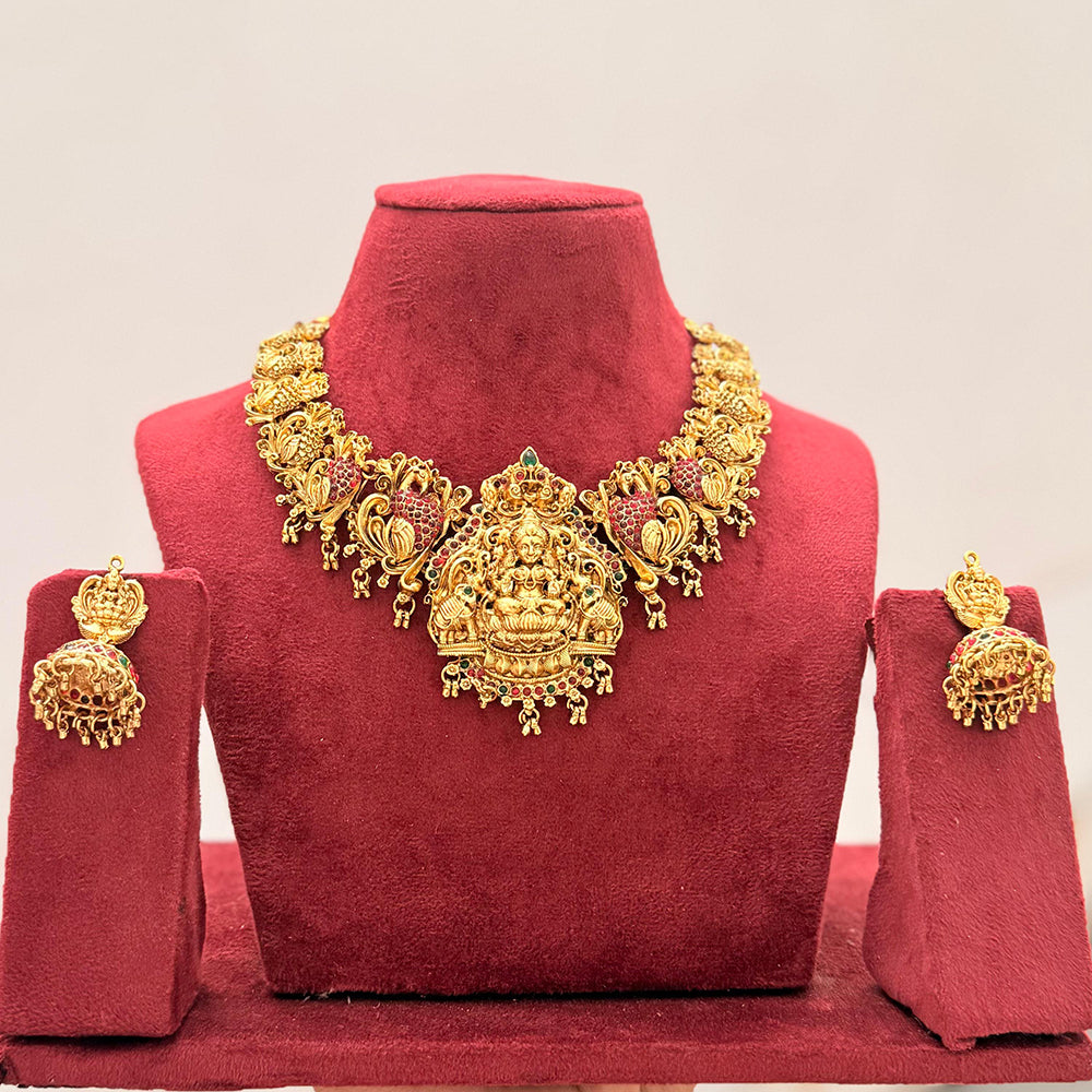 Manisha Jewellery Royal Pota Stone And Temple Designer Necklace Set
