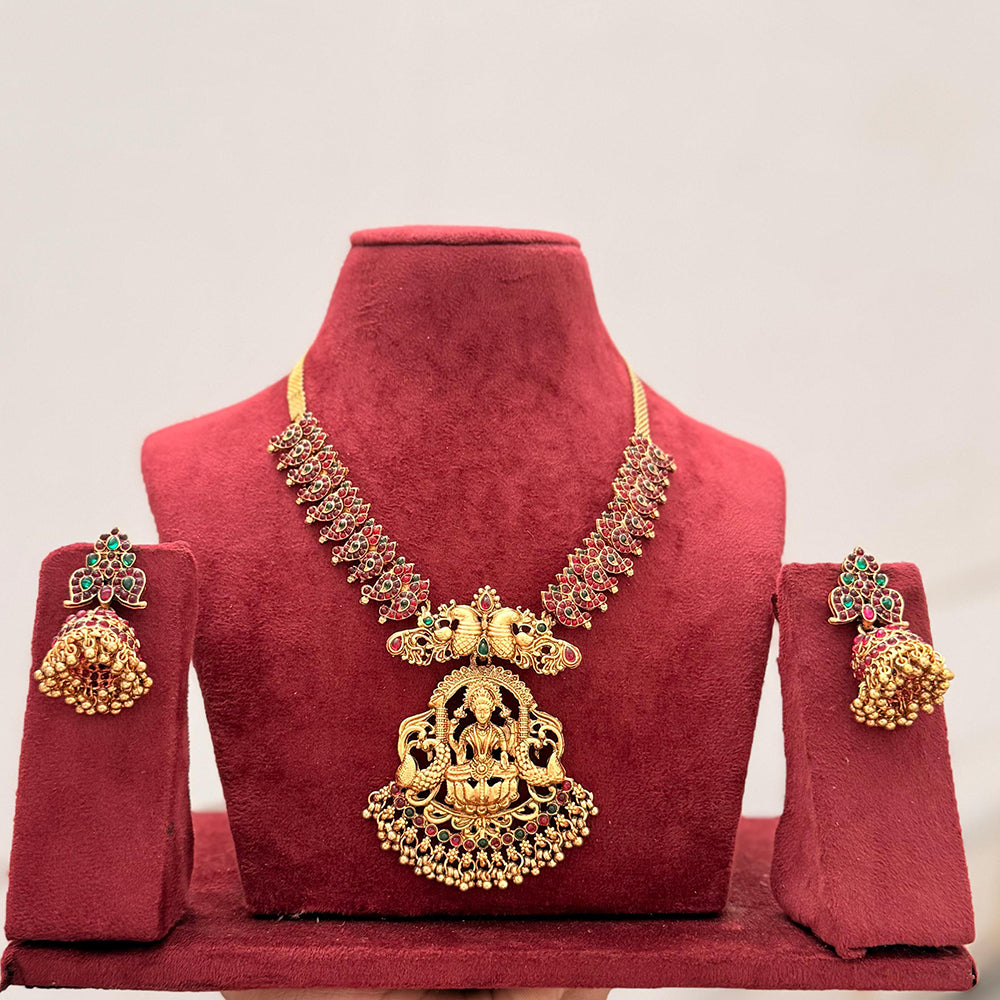 Manisha Jewellery Royal Pota Stone And Temple Designer Necklace Set