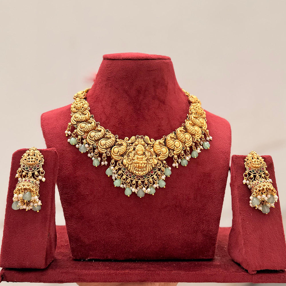 Manisha Jewellery Royal Pota Stone And Temple Designer Necklace Set
