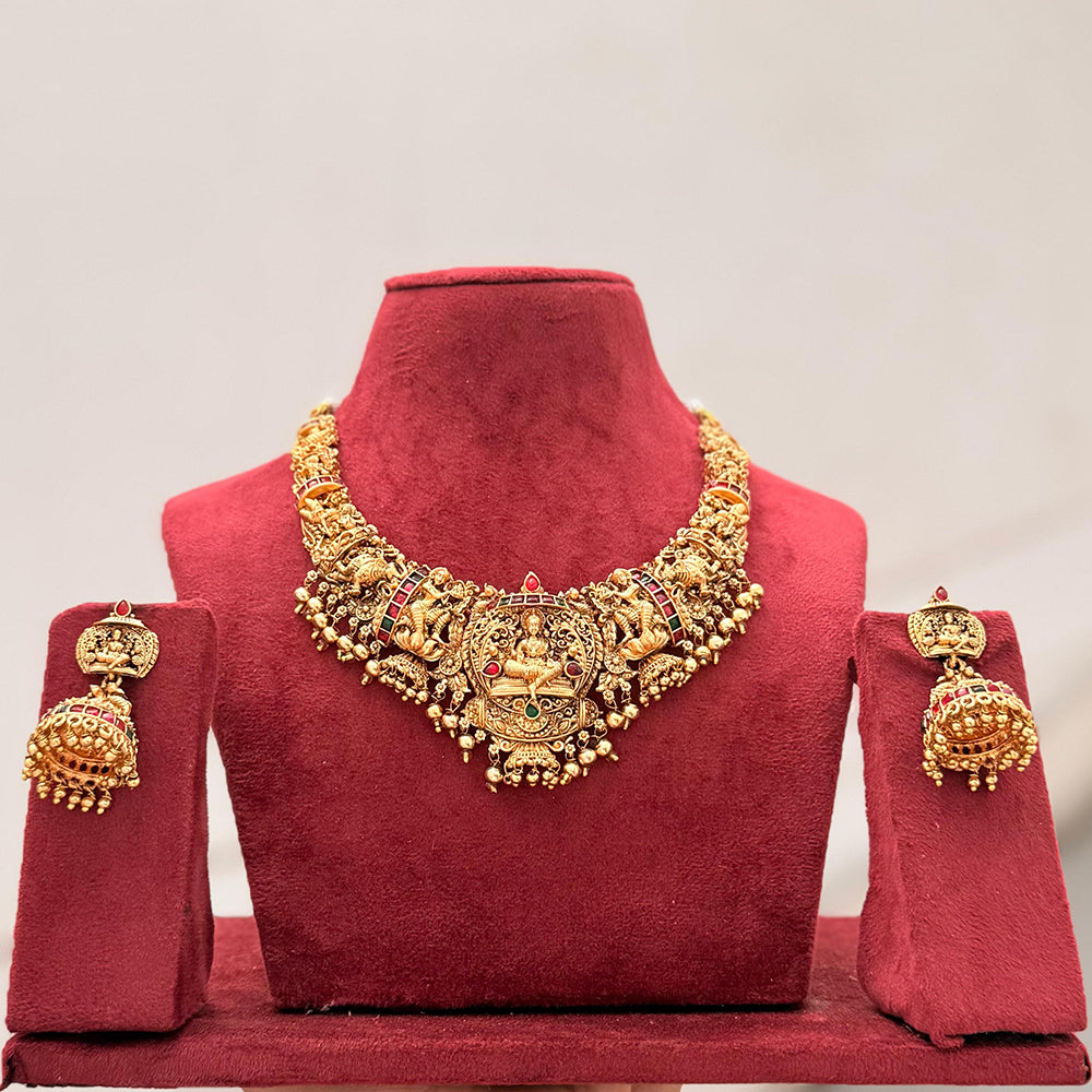 Manisha Jewellery Royal Pota Stone And Temple Designer Necklace Set