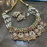 Manisha Jewellery Royal Pota And Austrian Stone Pearl Designer Necklace Set