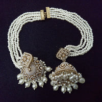 Manisha Jewellery Grand Crystal Stone And Pearl Jhumki Earrings With Kanchain