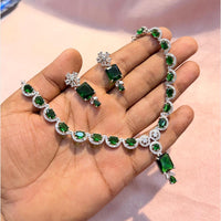 Manisha Jewellery Premium  American Diamond Designer Necklace Set