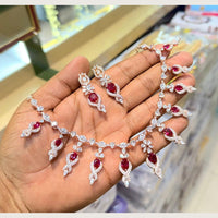 Manisha Jewellery Premium  American Diamond Designer Necklace Set