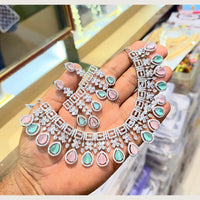 Manisha Jewellery Premium  American Diamond Designer Necklace Set