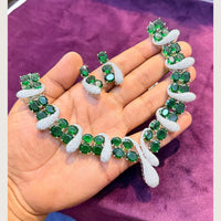 Manisha Jewellery Premium  American Diamond Designer Necklace Set