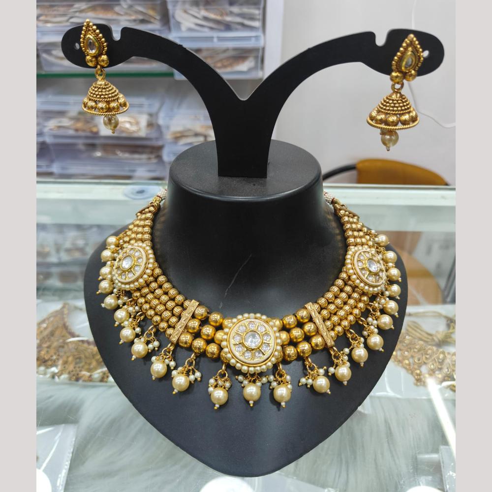 Manisha Jewellery Classic Crystal Stone And Pearl Party Wear Necklace Set