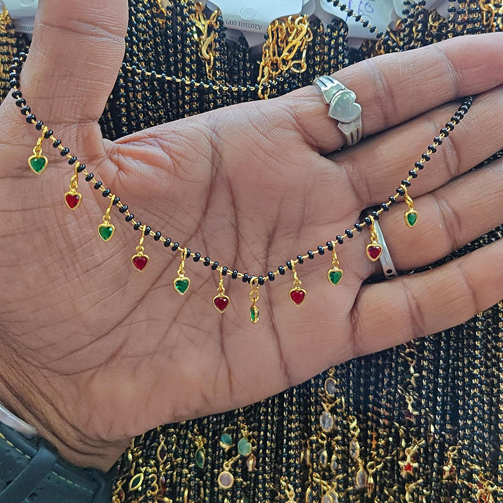 Manisha Jewellery Minimalist Stylish Crystal Stone Black Beads Mangalsutra