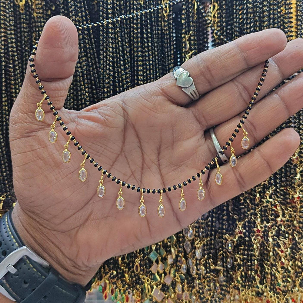 Manisha Jewellery Minimalist Stylish Crystal Stone Black Beads Mangalsutra