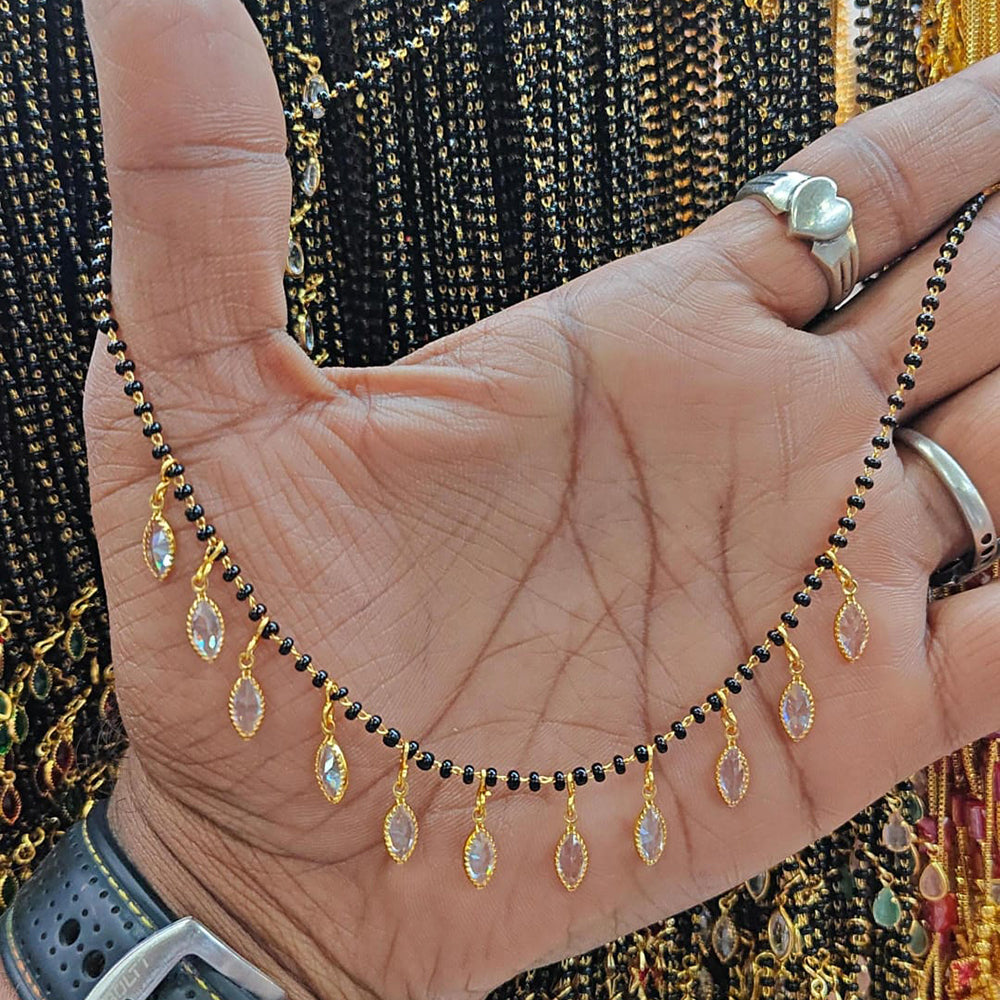 Manisha Jewellery Minimalist Stylish Crystal Stone Black Beads Mangalsutra