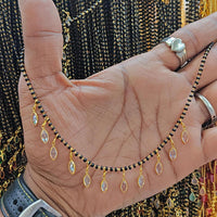 Manisha Jewellery Minimalist Stylish Crystal Stone Black Beads Mangalsutra 