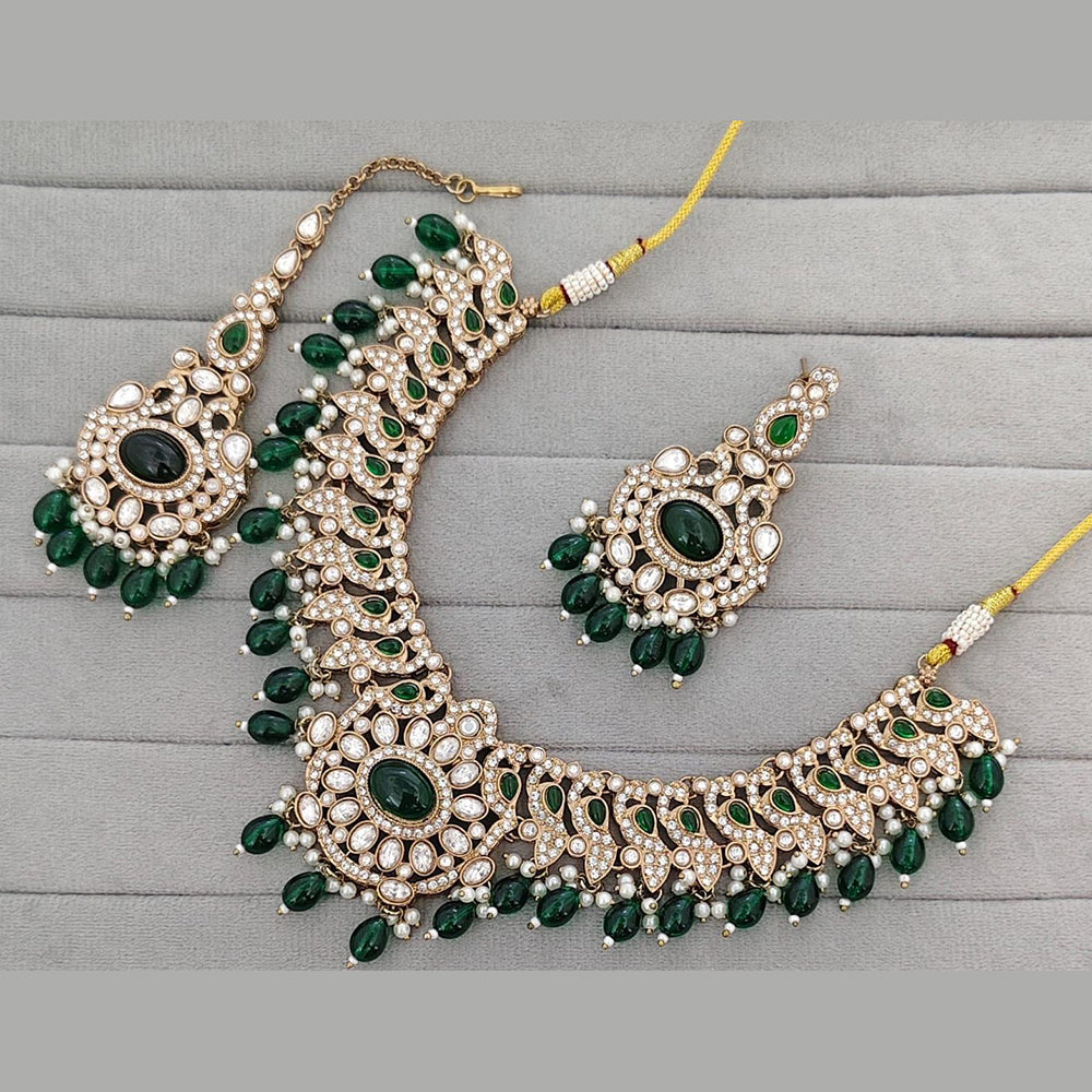 Manisha Jewellery Glam Pota Stone Pearl And Beads Designer Necklace Set