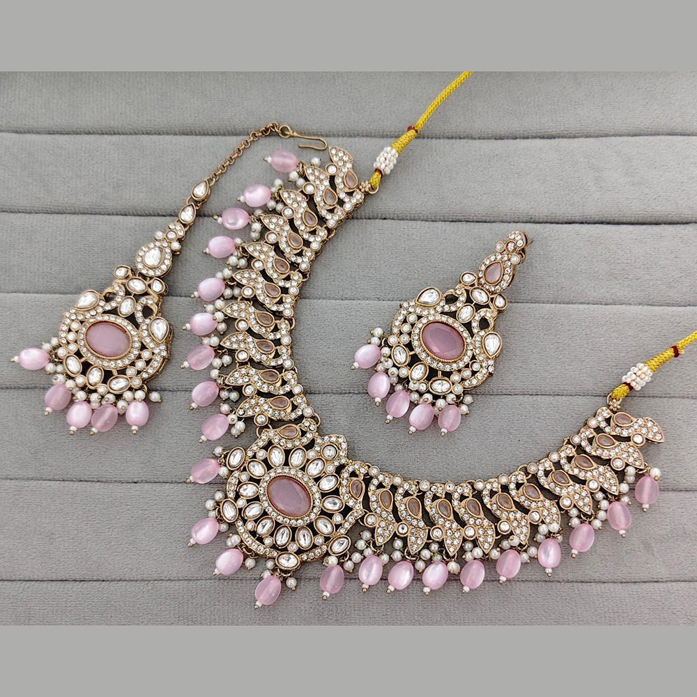 Manisha Jewellery Glam Pota Stone Pearl And Beads Designer Necklace Set
