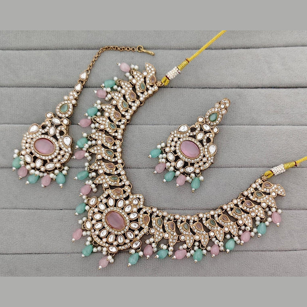 Manisha Jewellery Glam Pota Stone Pearl And Beads Designer Necklace Set