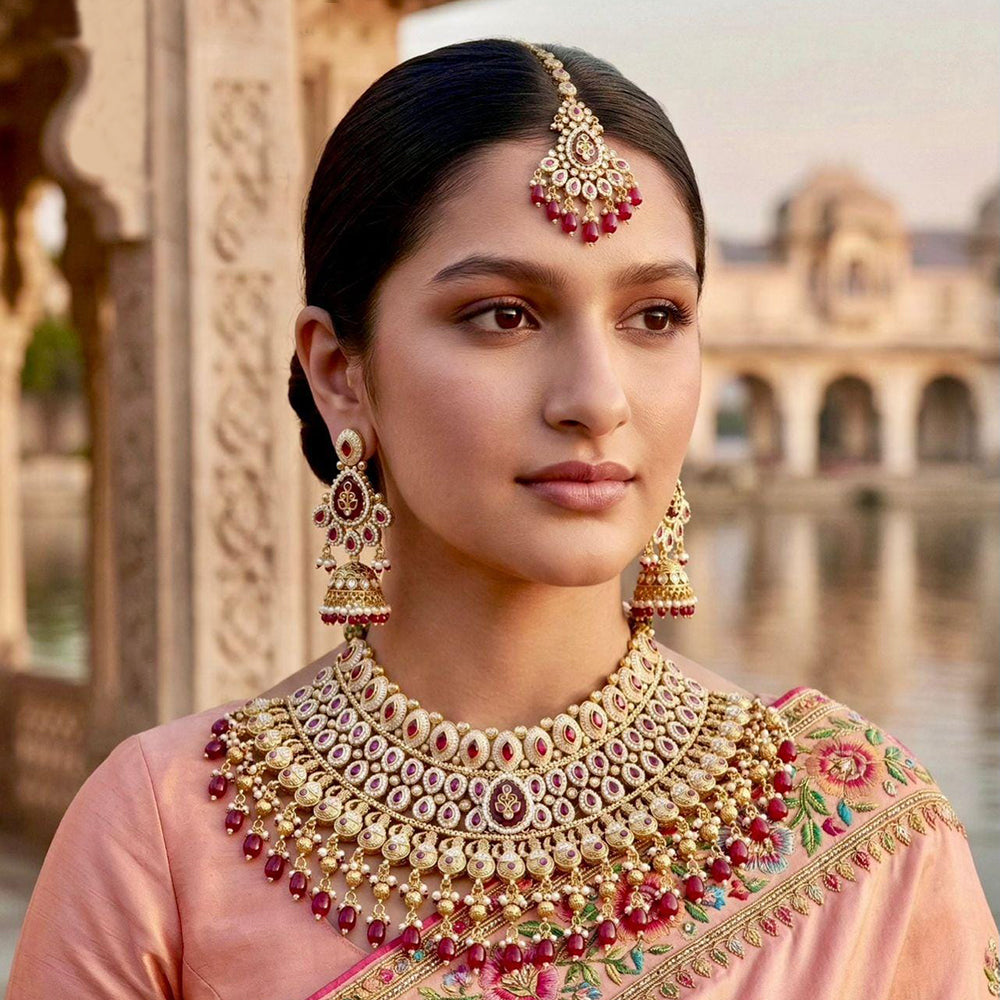 Manisha Jewellery Premium Pota Stone Pearl And Beads Choker Necklace Set