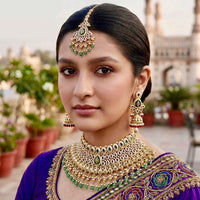 Manisha Jewellery Trendy Ethnic Pota Stone Pearl And Beads Choker Necklace Set
