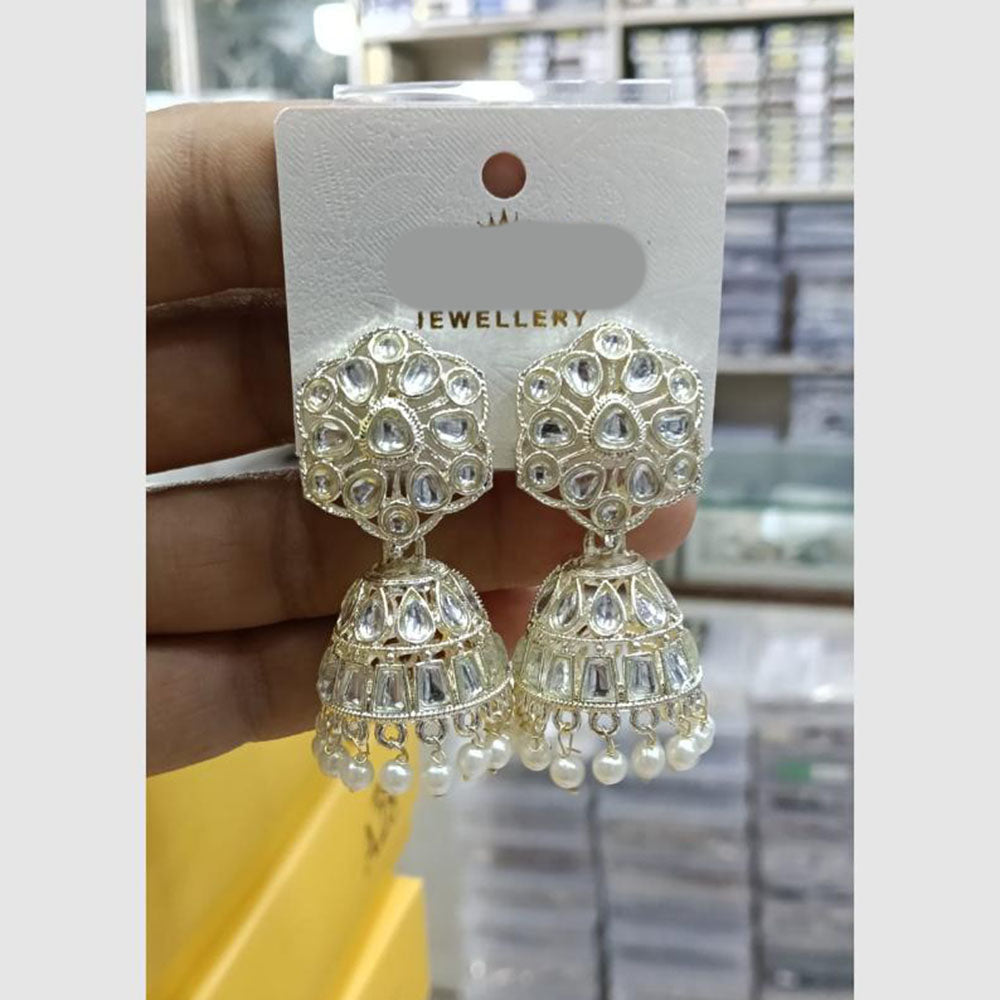 Manisha Jewellery Grand Kundan Stone And Pearl Jhumki Earrings 