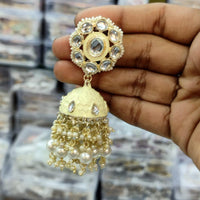 Manisha Jewellery Polki Kundan Meenakari With Pearl Jhumki Earrings