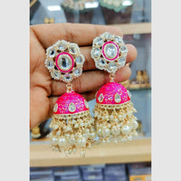 Manisha Jewellery Polki Kundan Meenakari With Pearl Jhumki Earrings