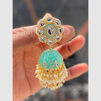 Manisha Jewellery Polki Kundan Meenakari With Pearl Jhumki Earrings