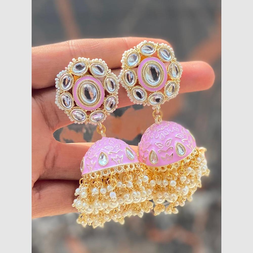 Manisha Jewellery Polki Kundan Meenakari With Pearl Jhumki Earrings