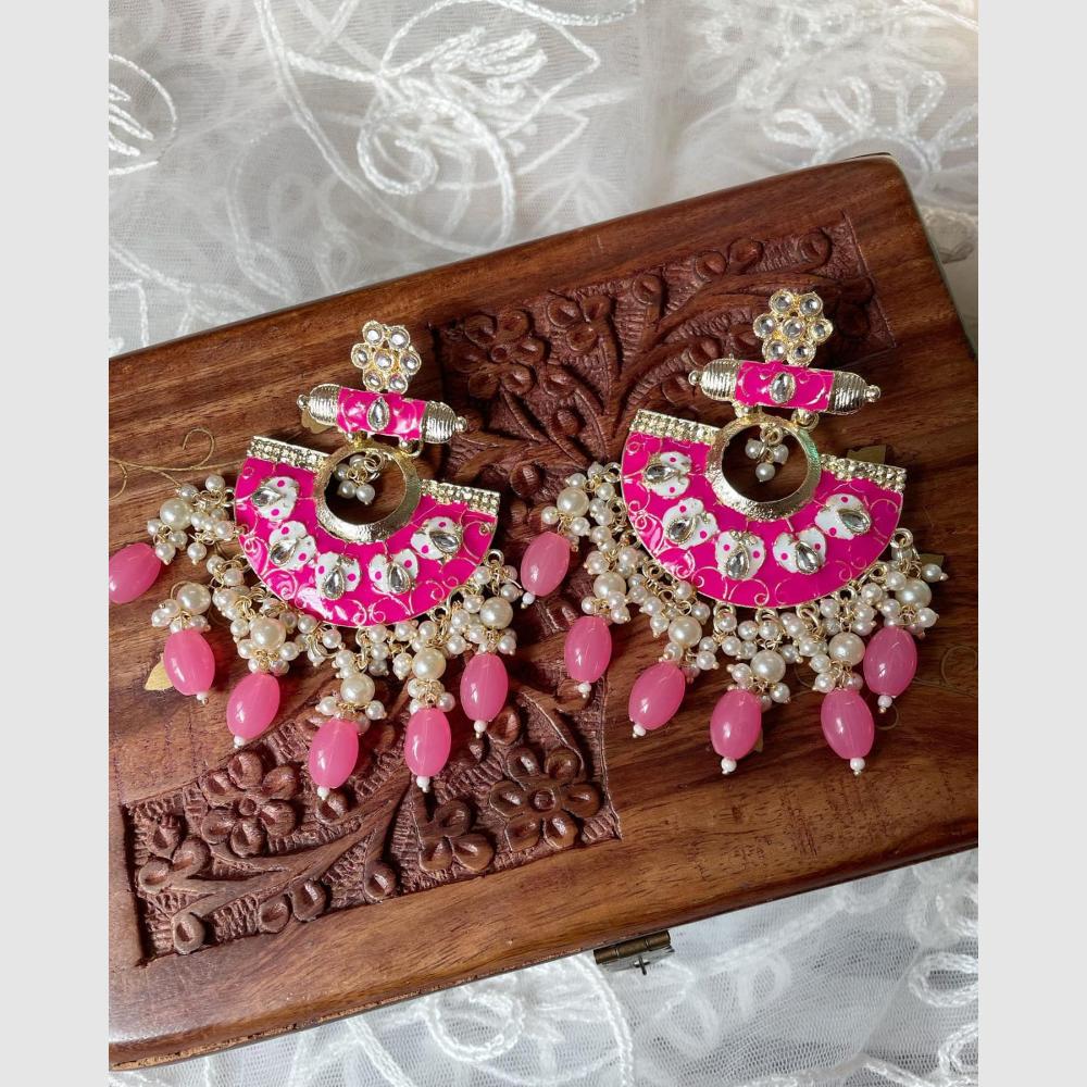 Manisha Jewellery Polki Kundan Meenakari With Pearl Dangler Earrings