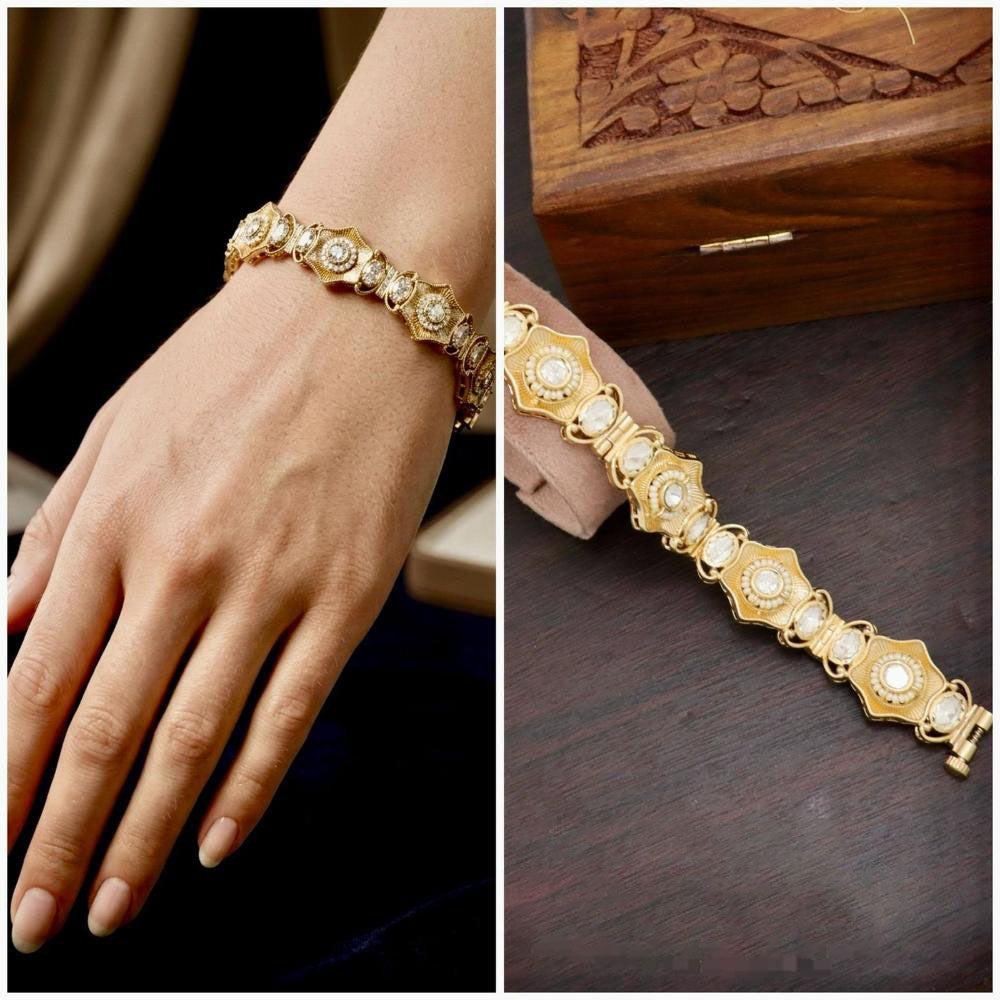 Manisha Jewellery Premium Polki Kundan Austrian Stone Adjustable Bracelet