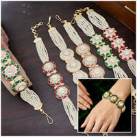 Manisha Jewellery Premium Polki Kundan Austrian Stone Adjustable Bracelet