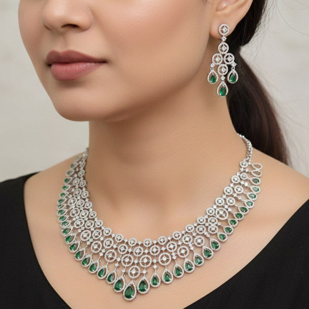 Manisha Jewellery Royal Look American Daimond Necklace Set