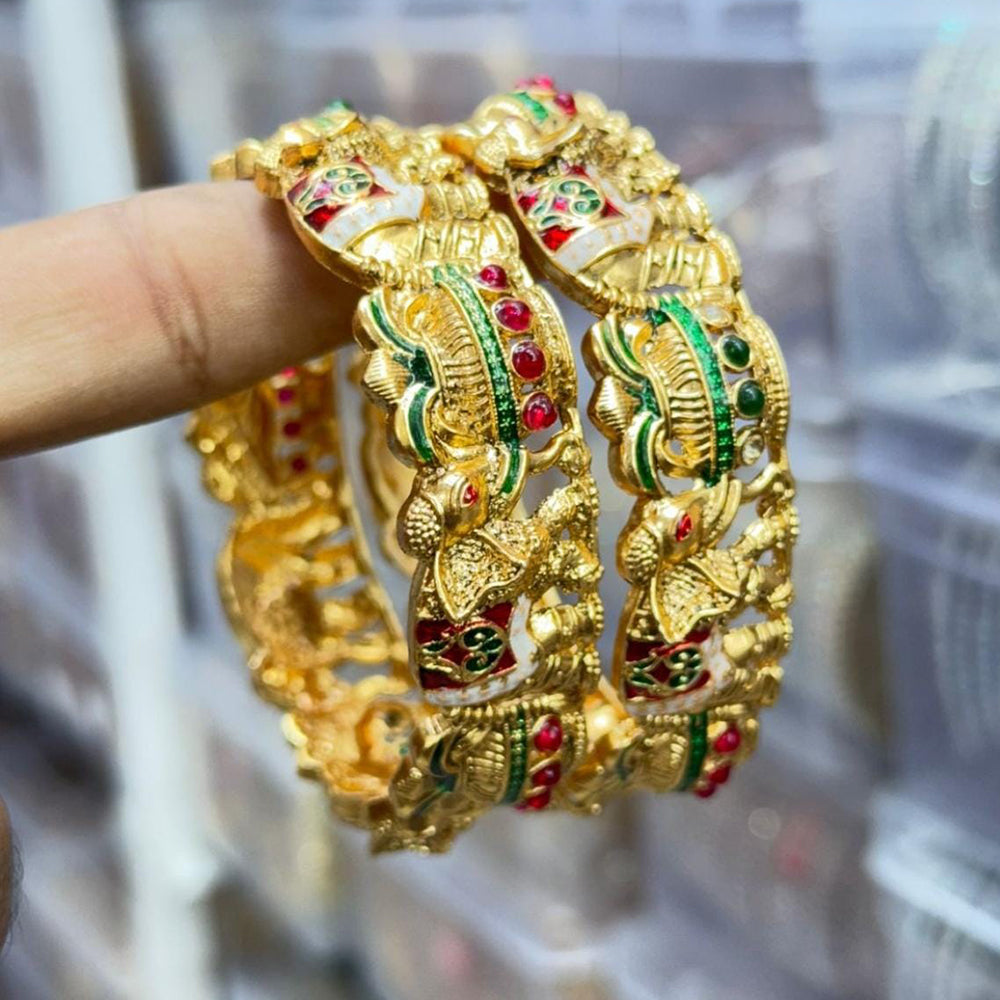 Manisha Jewellery Premium Pota Stone And Meenakari Bangles Set