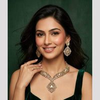 Manisha Jewellery Grand Polki Kundan And American Diamond Party Wear Necklace Set