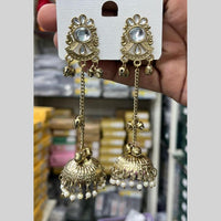 Manisha Jewellery Grand Kundan Stone And Pearl Ghungroo Jhumki Earrings 
