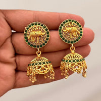 Manisha Jewellery Grand Pota Stone With Pearl Jhumki Earrings