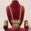 Manisha Jewellery Trendy Pota Stone And Pearl Temple Long Necklace Set