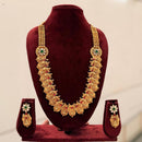 Manisha Jewellery Trendy Pota Stone And Pearl Temple Long Necklace Set