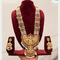 Manisha Jewellery Trendy Pota Stone And Pearl Temple Long Necklace Set