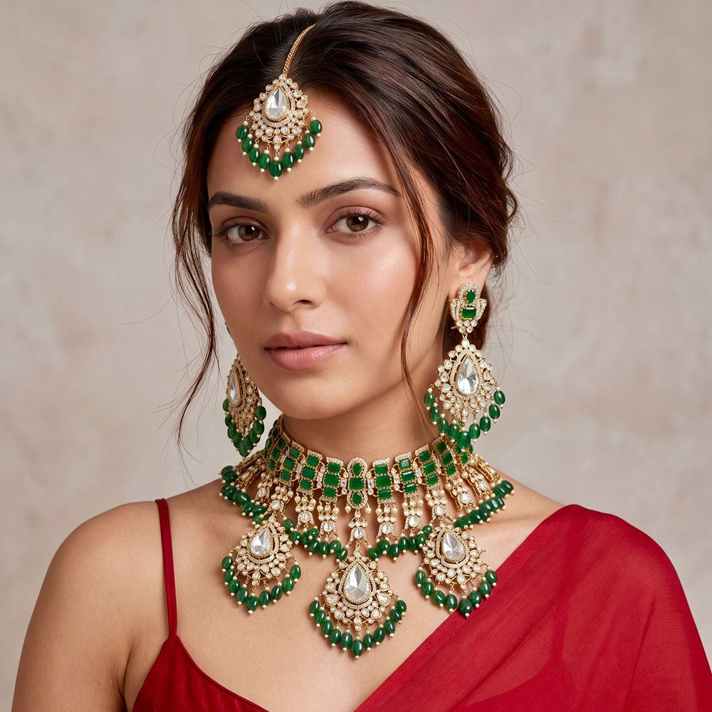 Manisha Traditional Necklace Set with Pota Stones Perfect for Sarees & Lehengas