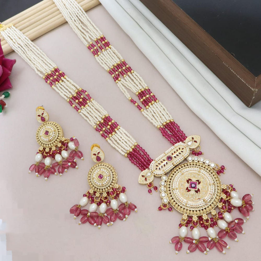 Manisha Jewellery Tribal Inspired Kundan and Beads Long Necklace Set